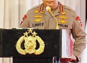 Kapolri Jenderal Listyo Sigit Prabowo berbicara di Rapat Kerja Teknis Baharkam dan Korbrimob Polri di Jakarta Selatan, 15 Mei 2025.