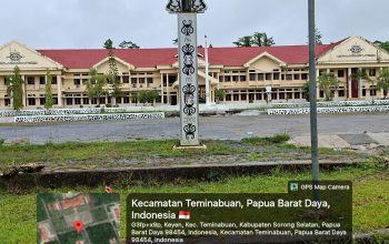 Tampak depan Kantor Bupati Sorong Selatan dalam kondisi sepi tanpa aktivitas pegawai